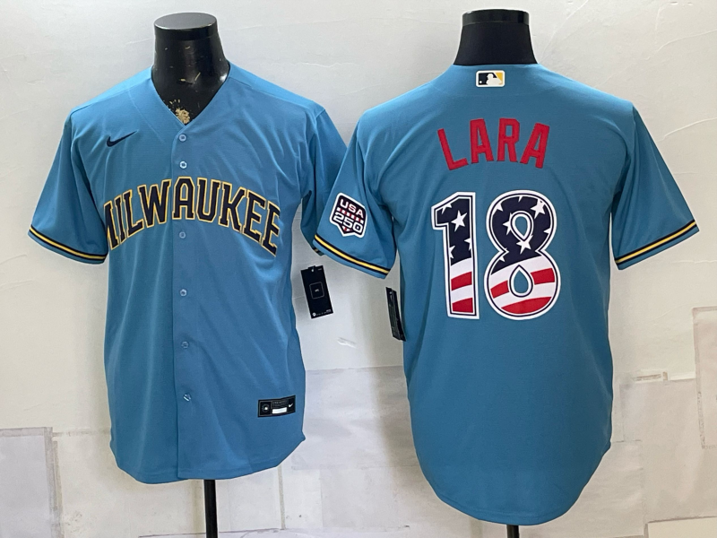 Men 2026 Milwaukee Brewers #18 Lara blue Game Nike MLB Jersey 0825002->buffalo bills->NFL Jersey